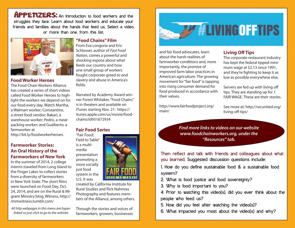 International Food Workers Week menu, page 2