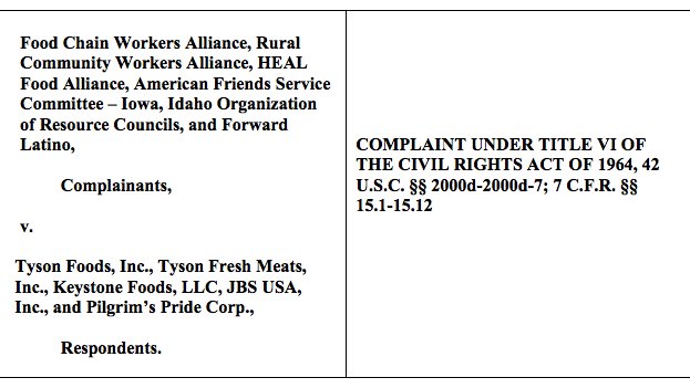 FCWA joins civil rights complaint challenging meat processing corporations